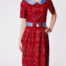 Stadtkleid mit Bubikragen aus Ikat-Seide burgunderrot - Vorderansicht
